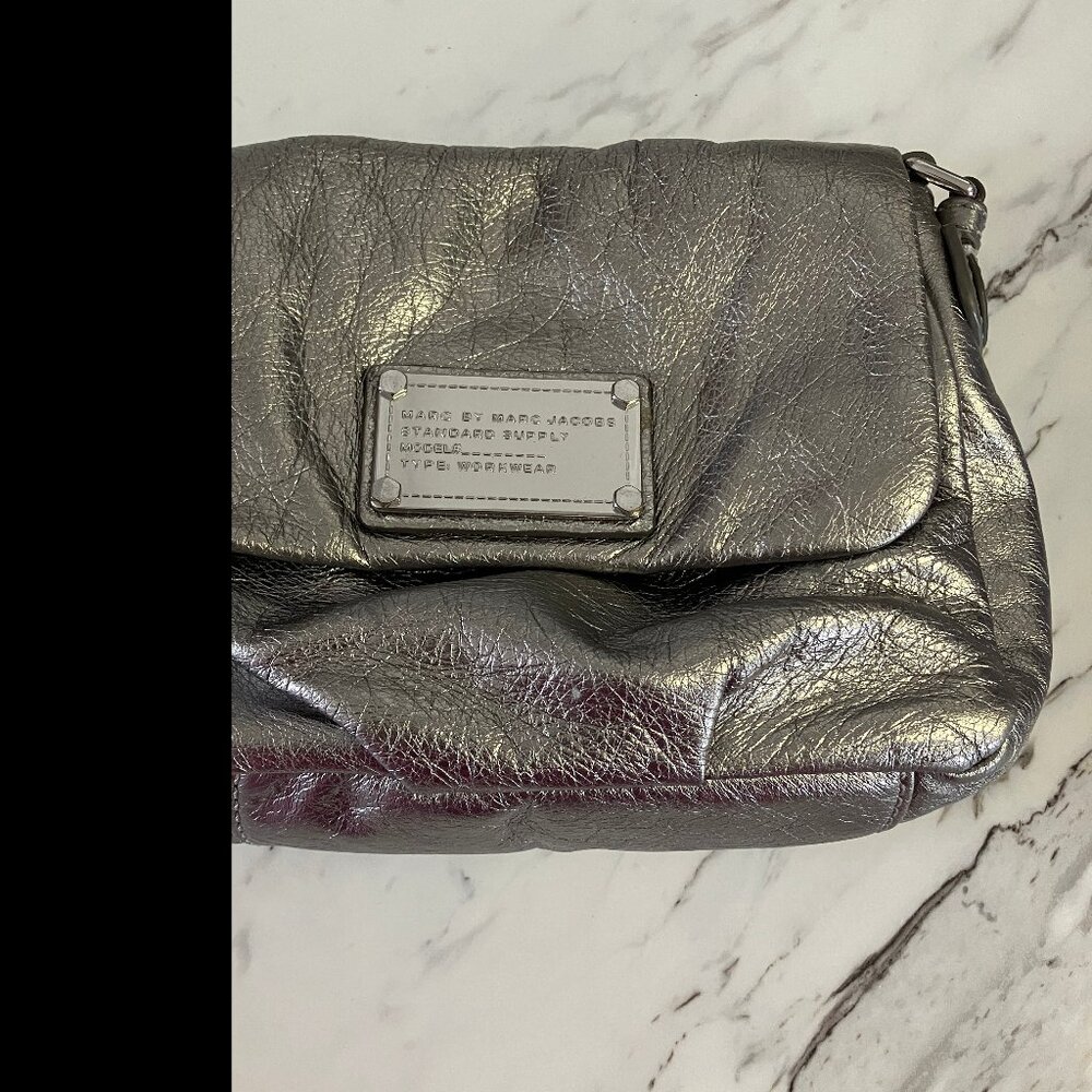 Marc By Marc Jacobs Silver Metallic Crossbody Purse
